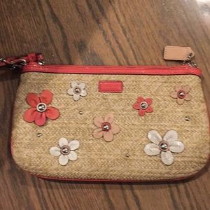 Coach straw wristlet